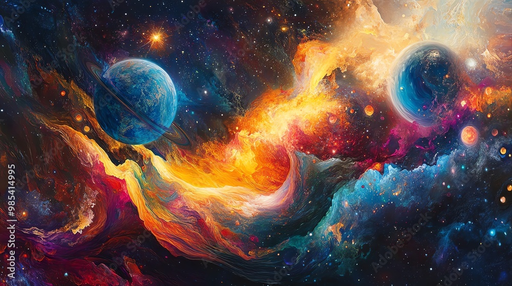 Colorful cosmic abstract art of space. Colorful cosmic abstract art of space.