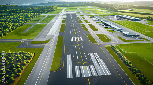 An airport's tarmac alarm system, alerting ground personnel to runway incursions and ensuring flight safety. Runway Model. Illustration photo