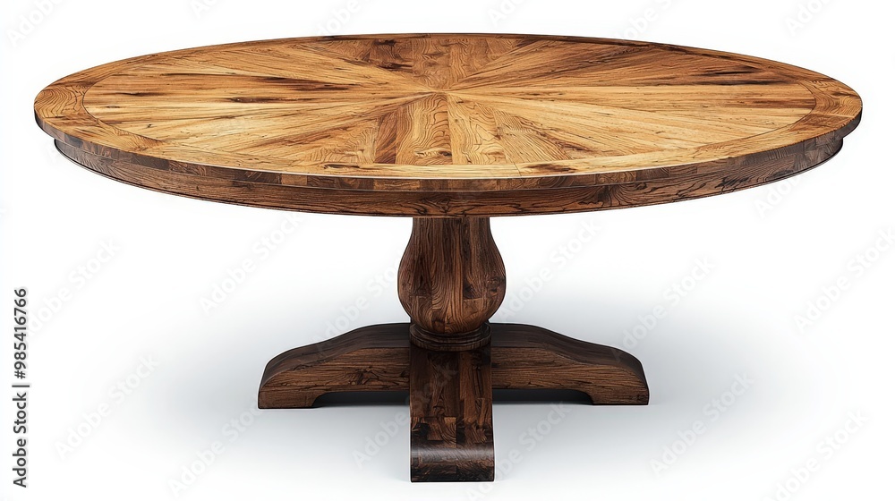 Rustic Wooden Round Table With Pedestal Base Isolated On White Background Rustic Wooden Round Table With Pedestal Base Isolated On White Background