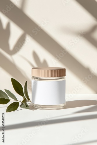 Mock-up of an eco-friendly product label on a glass jar