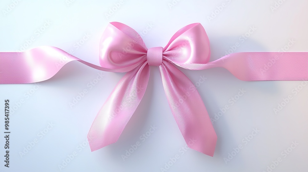 Pink satin ribbon bow on white background Pink satin ribbon bow on white background