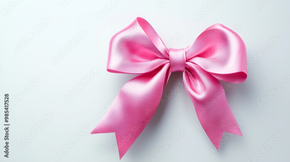 Pink satin ribbon bow on white background Pink satin ribbon bow on white background