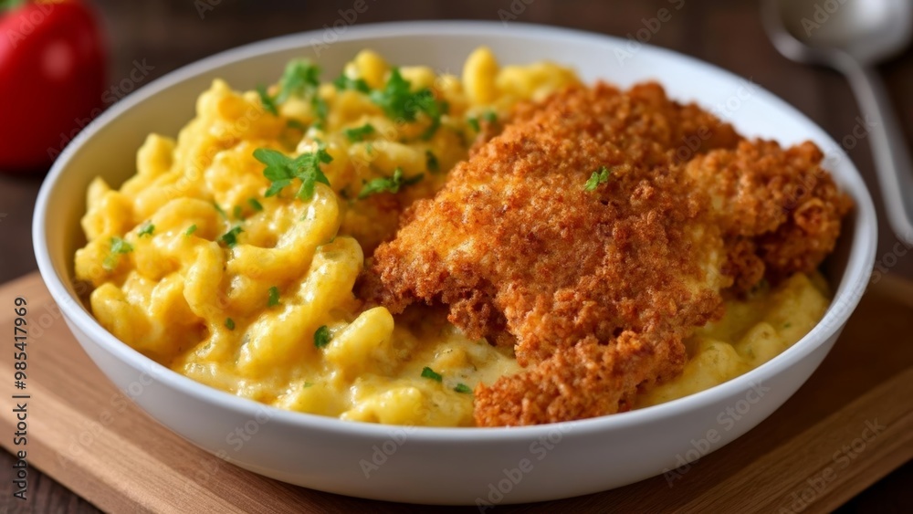 Crispy Fried Chicken and Macaroni a classic comfort food combo Crispy Fried Chicken and Macaroni a classic comfort food combo