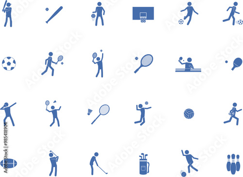 青色のアイコンセット_スポーツ 1