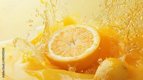Vibrant Splash of Juicy Yuzu Orange with Refreshing Citrus Juice