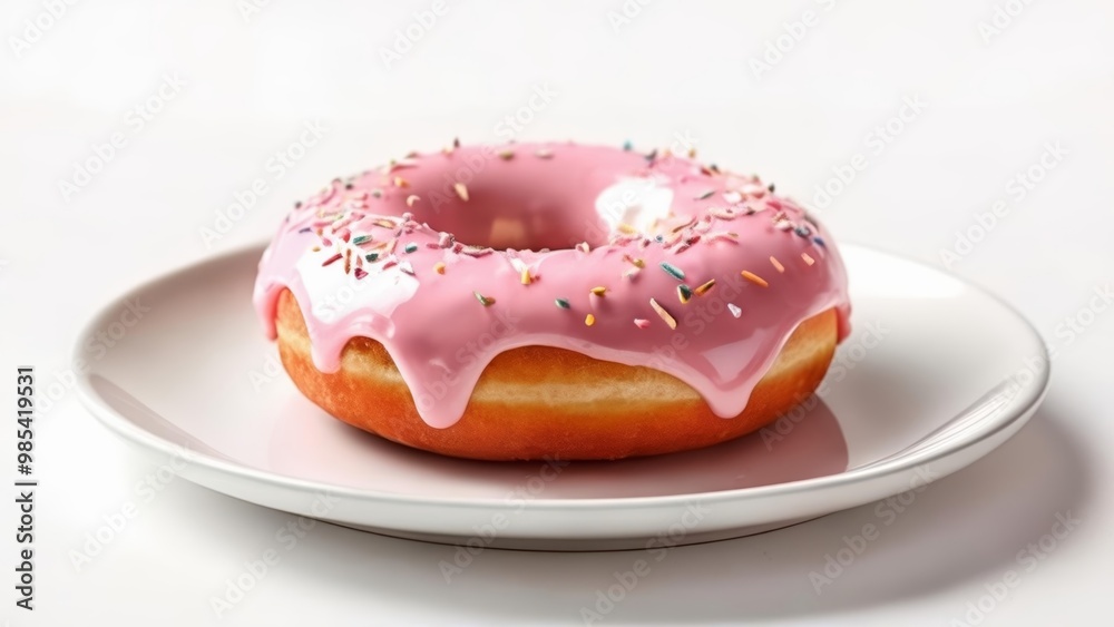 Sweet indulgence A single glazed donut with sprinkles Sweet indulgence A single glazed donut with sprinkles
