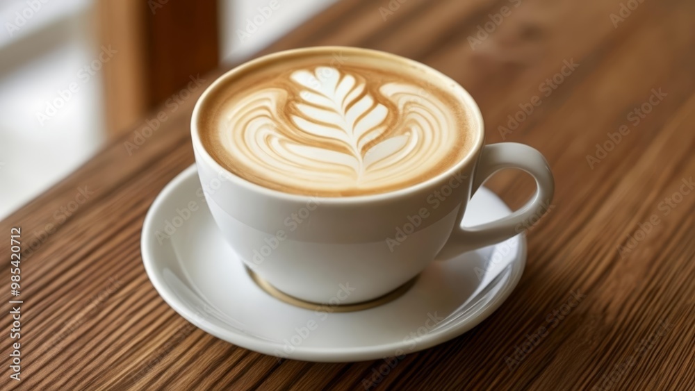 A moment of tranquility with a latte art masterpiece A moment of tranquility with a latte art masterpiece