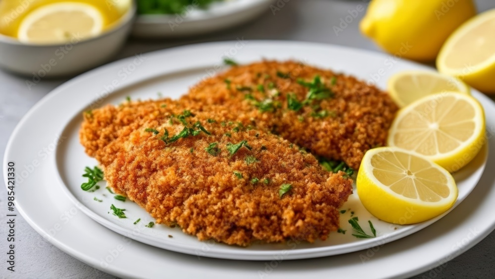 Deliciously crispy fish fillet with lemon and herbs Deliciously crispy fish fillet with lemon and herbs