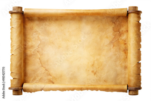 vintage scroll papyrus parchment paper isolated on a white background
