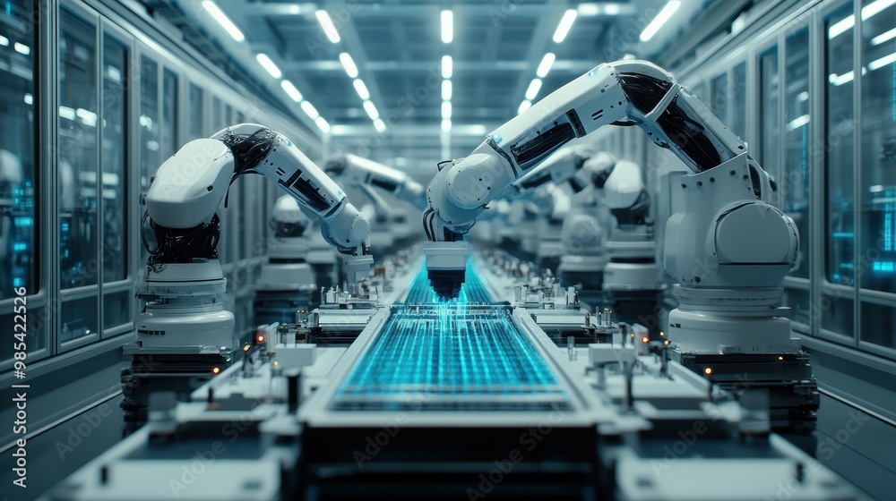 Futuristic Robotics in High-Tech Manufacturing Facility Futuristic Robotics in High-Tech Manufacturing Facility