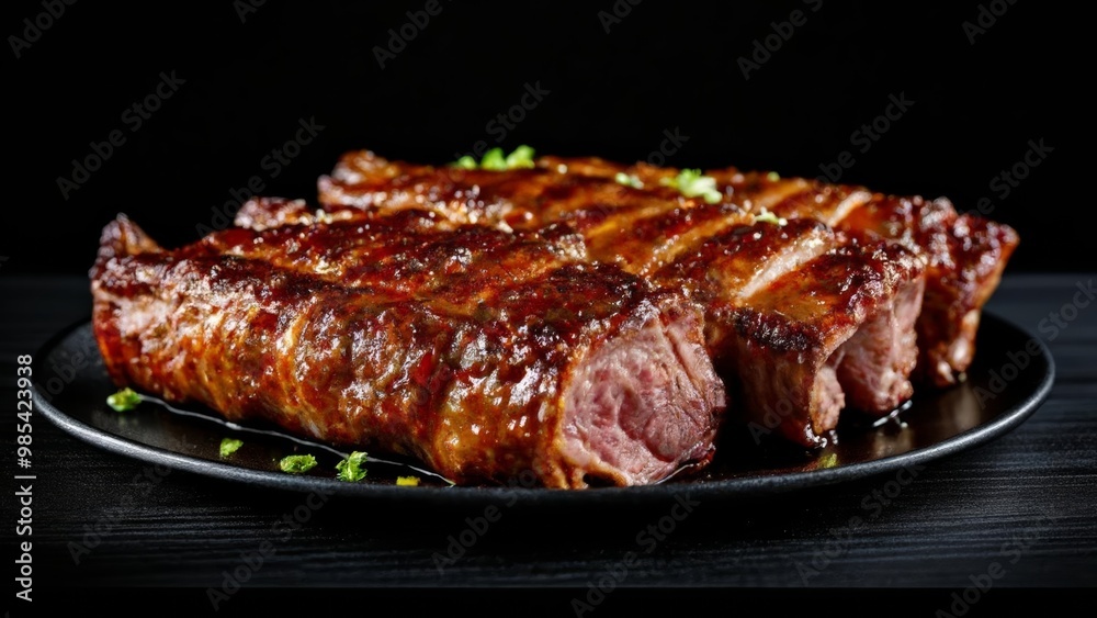 Deliciously grilled meat ready to be savored Deliciously grilled meat ready to be savored
