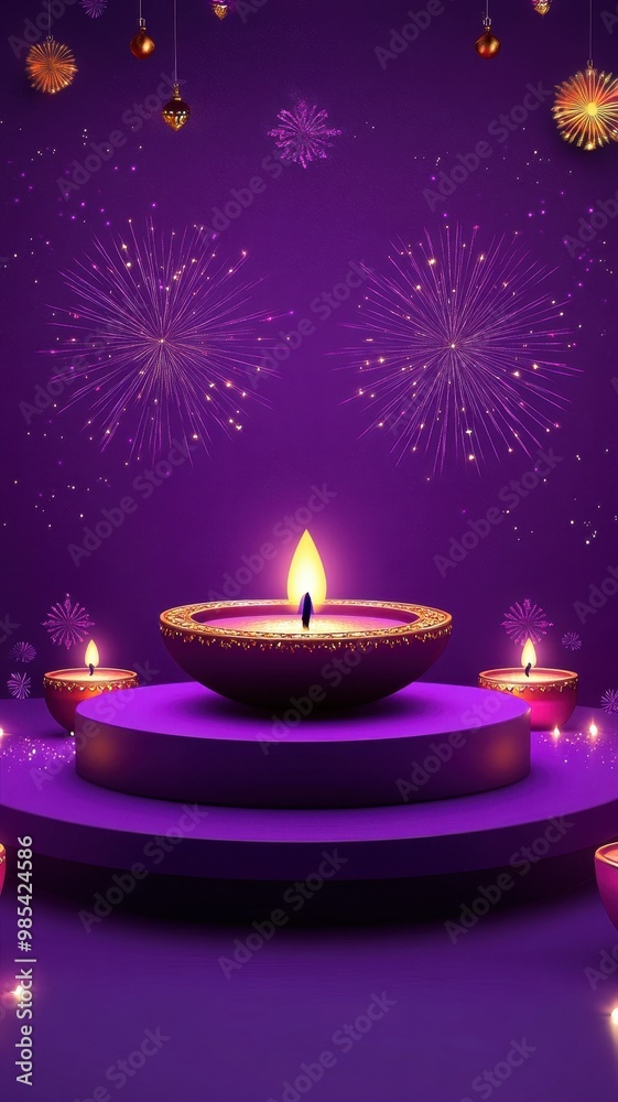 Banner design for diwali festival and podium,Diwali light decoration candle with fireworks,Stage,Product display Showcase design sparkle background,Deepavali,Dipavali,3D podium illustration. Banner design for diwali festival and podium,Diwali light decoration candle with fireworks,Stage,Product display Showcase design sparkle background,Deepavali,Dipavali,3D podium illustration.