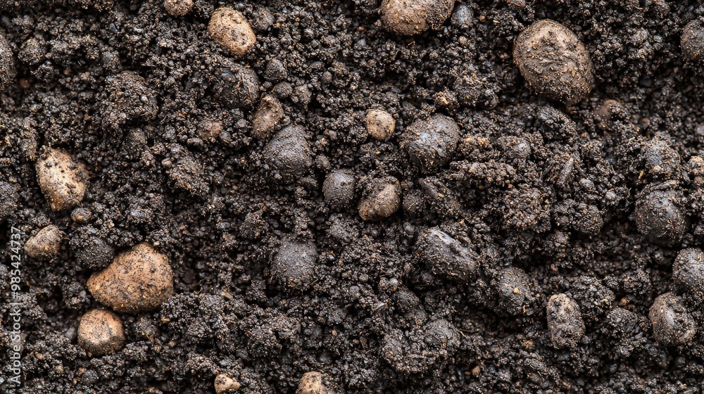 Close Up Texture Of Dark Soil With Small Stones Close Up Texture Of Dark Soil With Small Stones