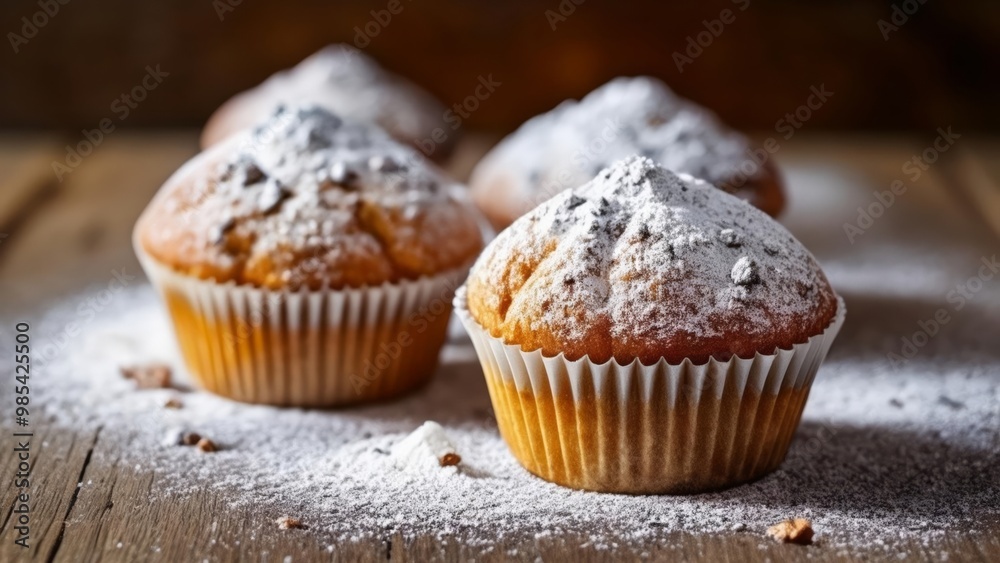 Deliciously dusted cupcakes ready to be savored Deliciously dusted cupcakes ready to be savored