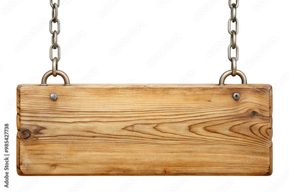 wooden sign on a chain isolated on a white background wooden sign on a chain isolated on a white background