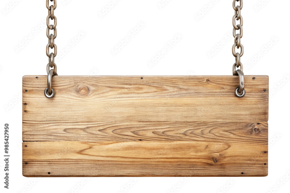 wooden sign on a chain isolated on a white background wooden sign on a chain isolated on a white background