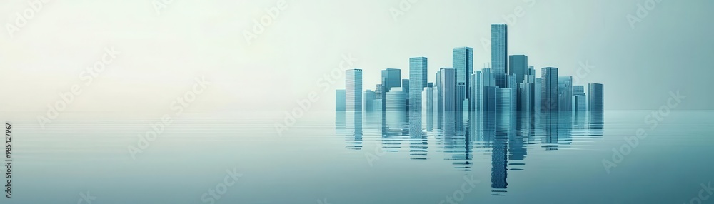City sinking into water, rising sea levels, flat design illustration City sinking into water, rising sea levels, flat design illustration