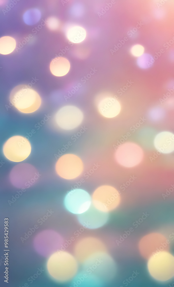 Fototapeta premium A soft blurred background featuring pastel-colored bokeh lights, creating a dreamy and soft-focus effect for a mobile wallpaper