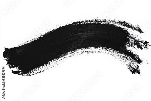 A bold black brushstroke on a white background, showcasing artistic expression.