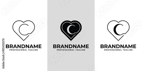 Letter C Love Logo Set, suitable for any business with C initial related to love