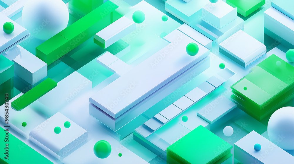 Abstract Geometric Forms and Floating Blocks in 3D Abstract Geometric Forms and Floating Blocks in 3D