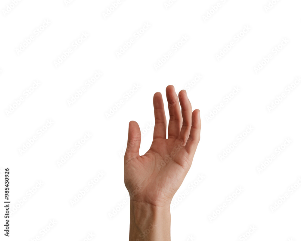 Obraz premium Outstretched hand reaching upward on a transparent background