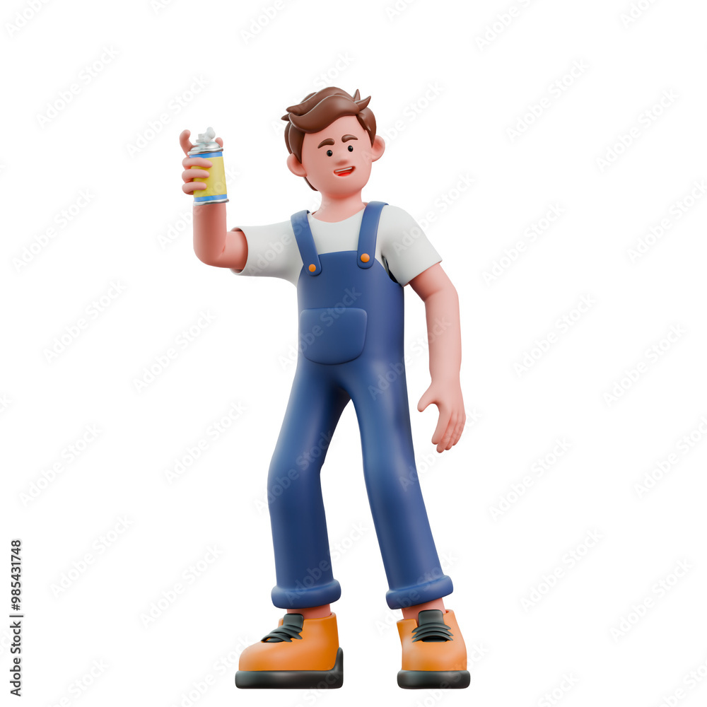 3D Character Male Drawing with Graffiti Spray 3D Character Male Drawing with Graffiti Spray