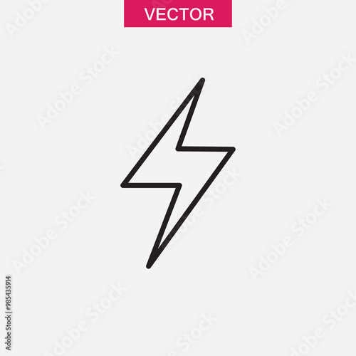 Free Download Lightning bolt line icon, simple flat black linear illustration for web and app..eps - GFXLoad