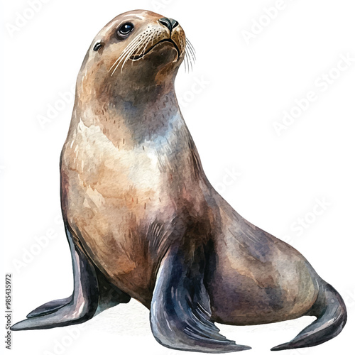 Sea Lion watercolor clipart illustration isolated