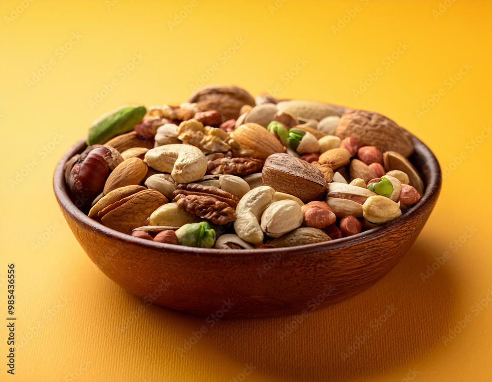 Dry Healthy organic Roasted mixed nuts in a white-bowl top view on white plain background. Healthy spices, nuts, seeds and herbal products. Dry Healthy organic Roasted mixed nuts in a white-bowl top view on white plain background. Healthy spices, nuts, seeds and herbal products.