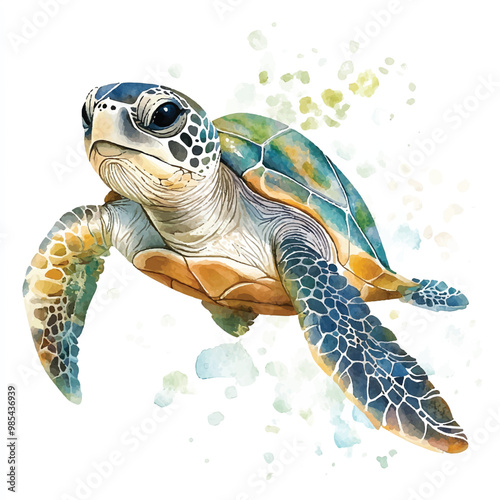 turtle watercolor clipart illustration isolated