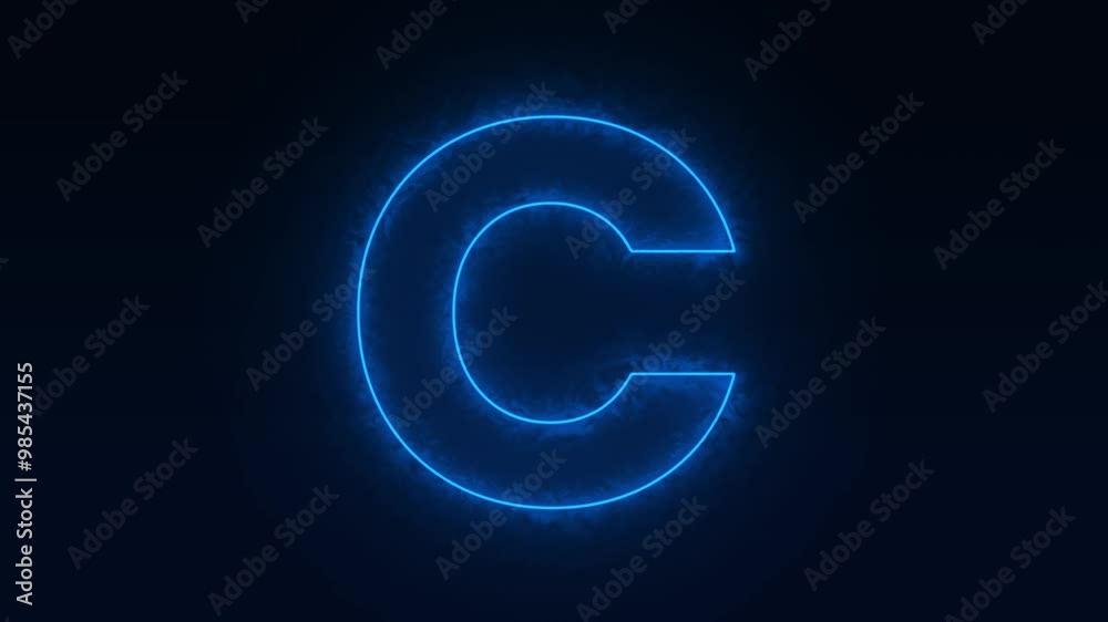 Alphabet C neon animation, Neon Glowing letter on black background, 4k video Alphabet C neon animation, Neon Glowing letter on black background, 4k video