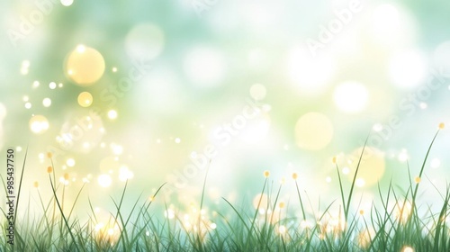 A vibrant grassy meadow shimmering in soft light, evoking serenity and the beauty of nature in a tranquil setting.