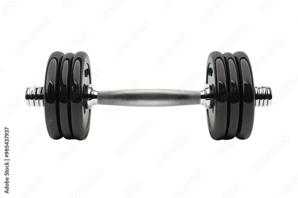 Fototapeta premium Black dumbbell on a white isolated background.