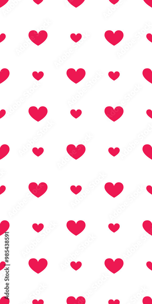 A repeating pattern of hearts in varying sizes on a white background, ideal for romantic themes. A repeating pattern of hearts in varying sizes on a white background, ideal for romantic themes.