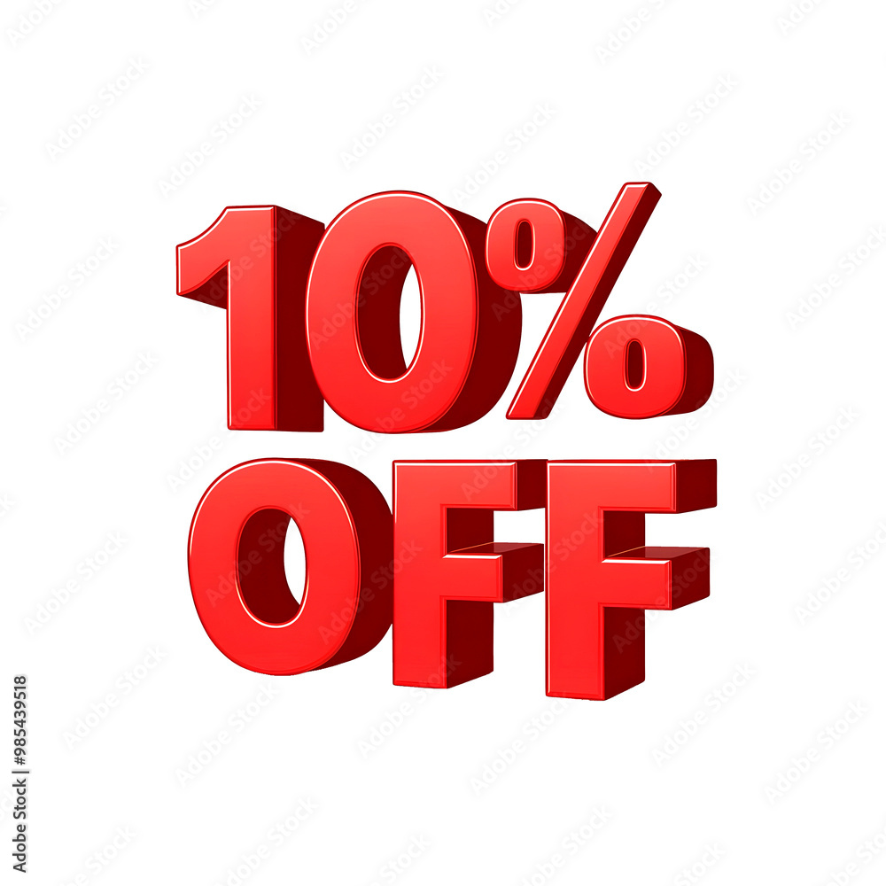 3d render of a red discount symbol on a white background, 10 percent off discount sign 3d render of a red discount symbol on a white background, 10 percent off discount sign