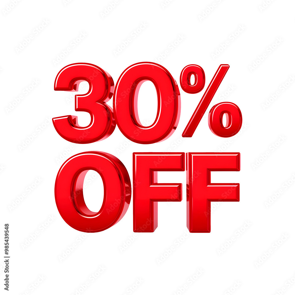 3d render of a red discount symbol on a white background, 30 percent off discount sign 3d render of a red discount symbol on a white background, 30 percent off discount sign