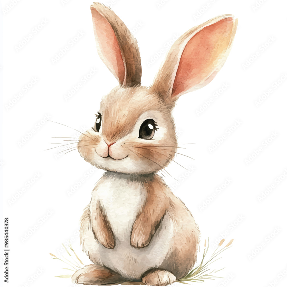 Rabbit watercolor clipart illustration isolated