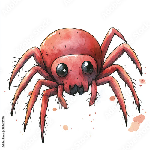 Red Spider watercolor clipart illustration isolated