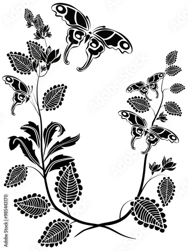 design element butterflies and flowers