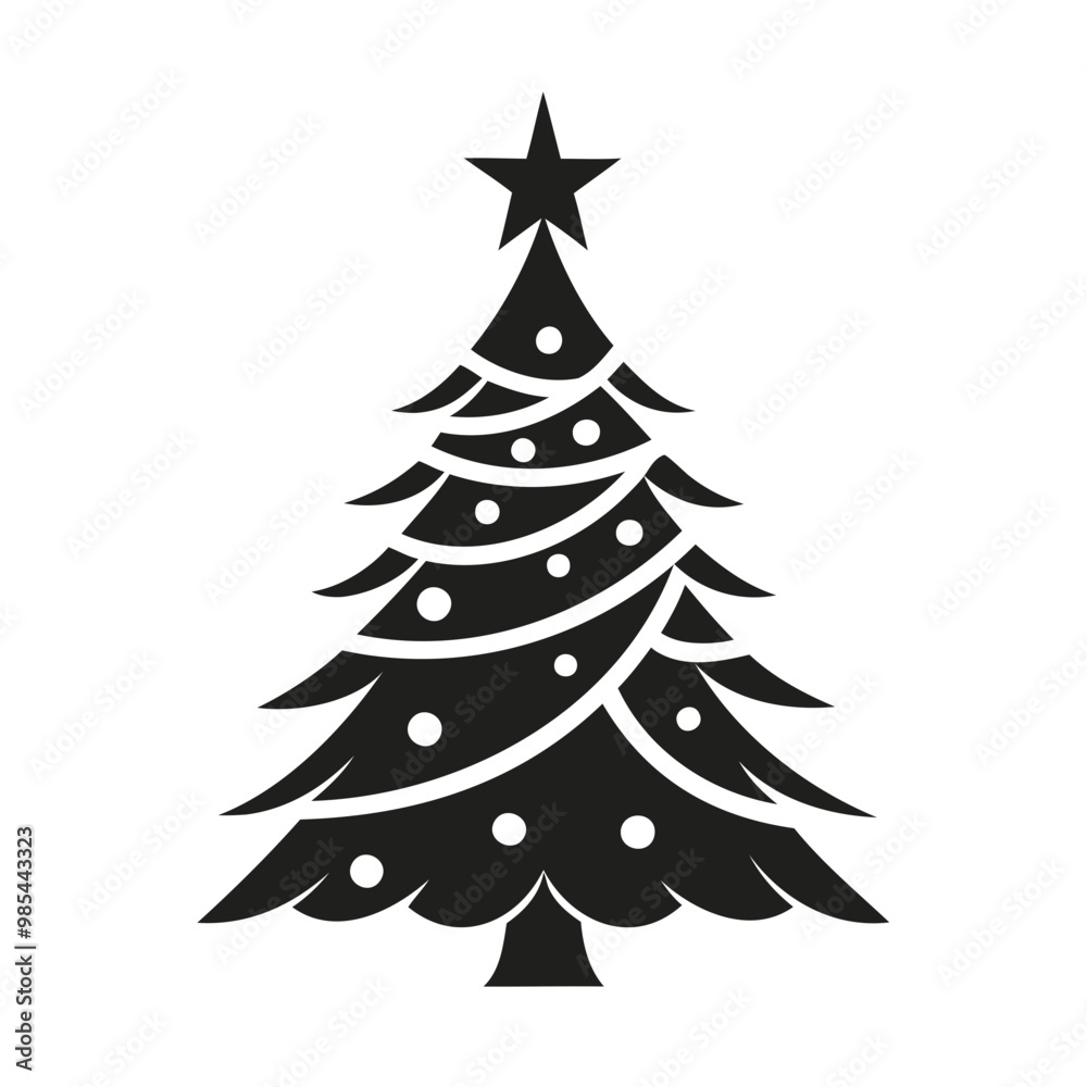 Christmas tree Black silhouette Vector Illustration isolated on a transparent background Christmas tree Black silhouette Vector Illustration isolated on a transparent background