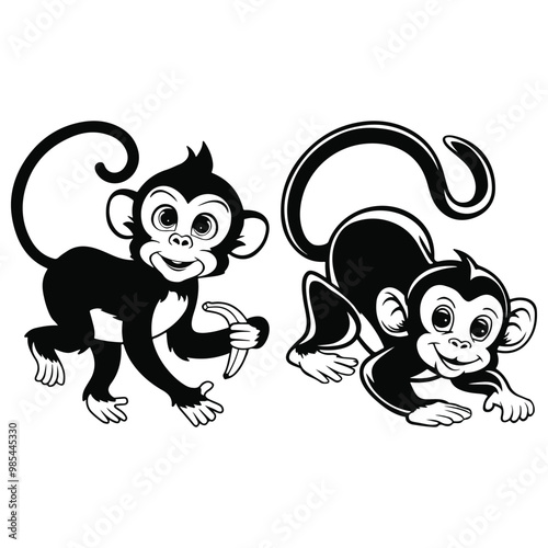 Monkey vector silhouette illustration