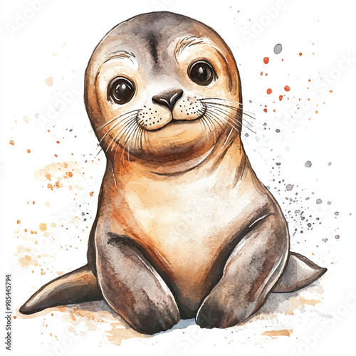 Sea Lion watercolor clipart illustration isolated