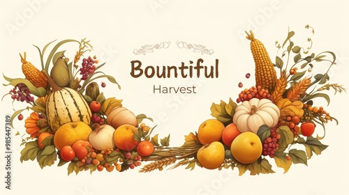 A decorative arrangement of fruits and vegetables celebrating harvest. photo