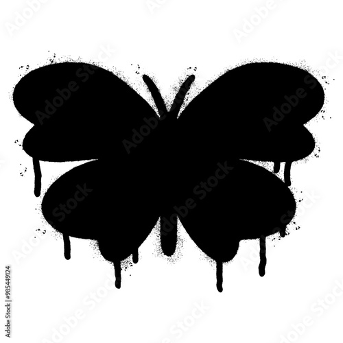 Spray Painted Graffiti butterfly icon Sprayed isolated with a white background.