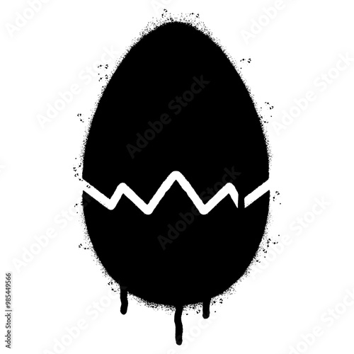 Spray Painted Graffiti broken egg icon Sprayed isolated with a white background.
