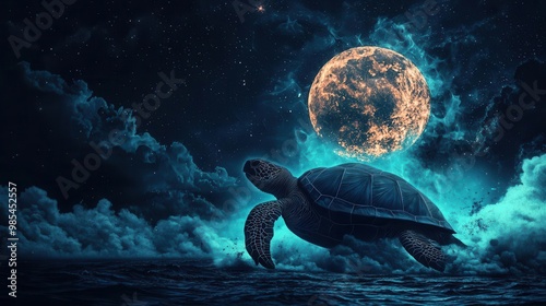 Vishnus Kurma avatar, giant turtle supporting Mount Mandara during the churning of the ocean, Kurma, ocean of milk, cosmic battle photo