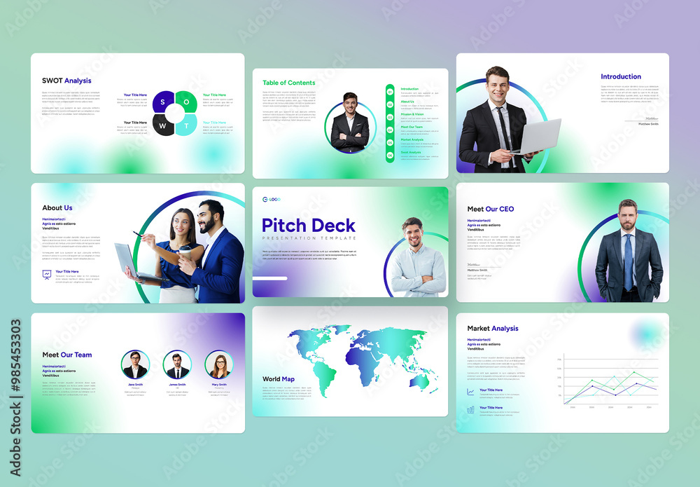Agency Pitch Deck Presentation With Gradient Style Stock Template ...