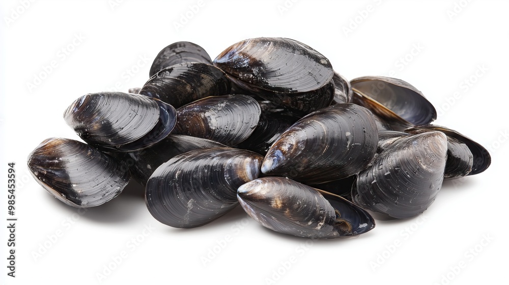 A pile of mussels, isolated on white A pile of mussels, isolated on white
