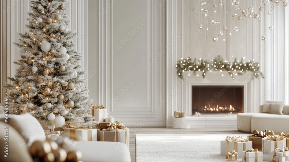 Modern Christmas design with alternating white stripes and delicate festive accents, offering a fresh and sophisticated holiday look Modern Christmas design with alternating white stripes and delicate festive accents, offering a fresh and sophisticated holiday look
